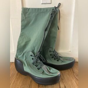 Wellco green knee high canvas rubber boots M extreme cold weather made in USA
